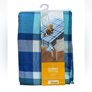 Celebrate Together Kohl’s Plaid Tablecloth Summer Blue Oblong 60x84 Nautical